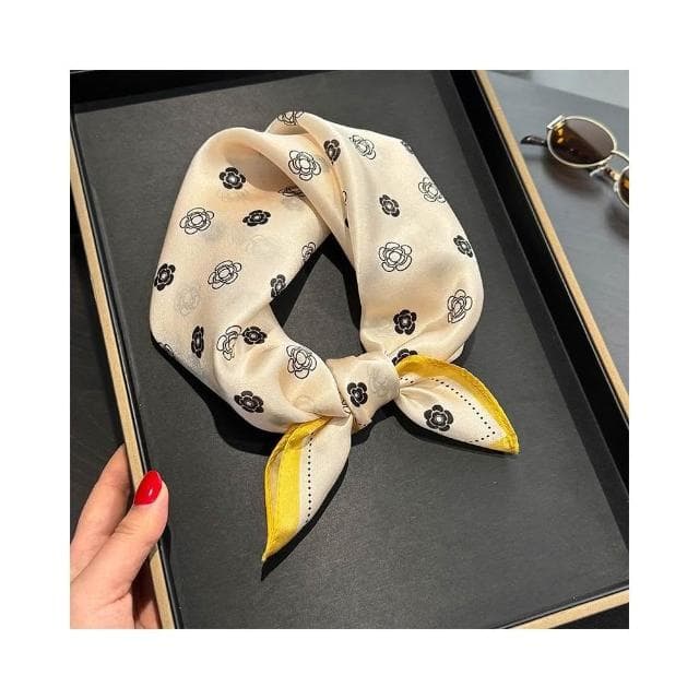 梵花 絲綢桑蠶絲絲巾簡約黑白條紋真絲圍巾女小方巾領巾披肩