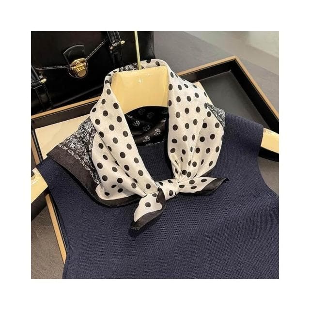 梵花 絲綢桑蠶絲絲巾簡約黑白條紋真絲圍巾女小方巾領巾披肩