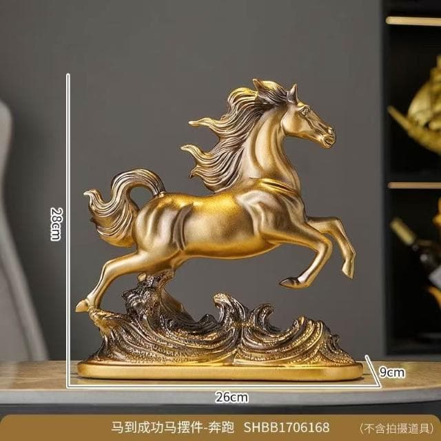 新中式馬到成功擺件 博古架擺件 輕奢客廳酒櫃裝飾品 家居桌面擺飾 辦公室書櫃裝飾 喬遷開業禮物