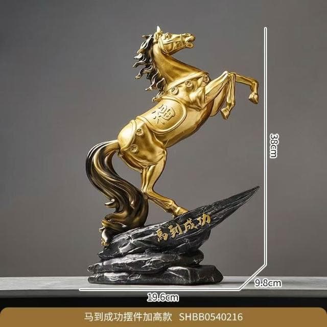 新中式馬到成功擺件 博古架擺件 輕奢客廳酒櫃裝飾品 家居桌面擺飾 辦公室書櫃裝飾 喬遷開業禮物