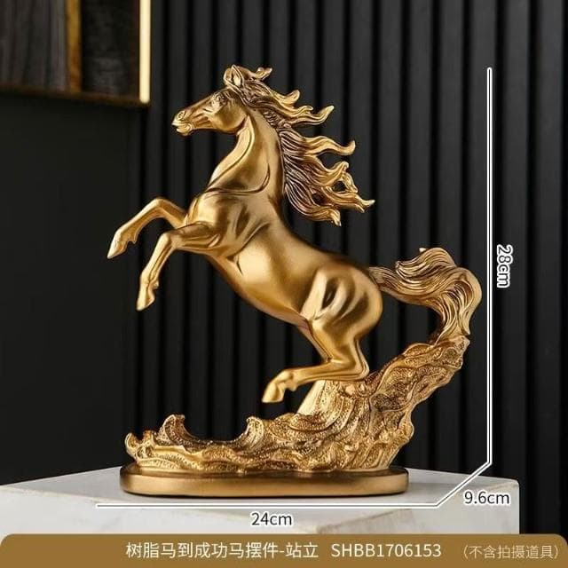 新中式馬到成功擺件 博古架擺件 輕奢客廳酒櫃裝飾品 家居桌面擺飾 辦公室書櫃裝飾 喬遷開業禮物