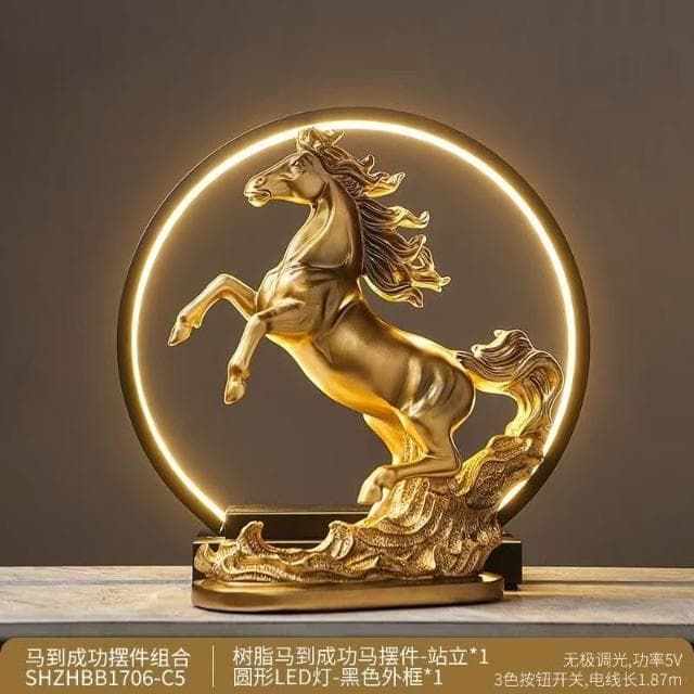 新中式馬到成功擺件 博古架擺件 輕奢客廳酒櫃裝飾品 家居桌面擺飾 辦公室書櫃裝飾 喬遷開業禮物