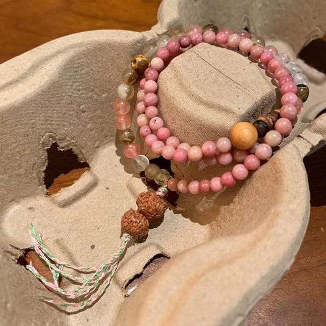 🎗飾間首飾鋪 多圈粉紅紅紋石串珠手鍊女款輕奢小眾精緻高級感長手串疊戴手飾品