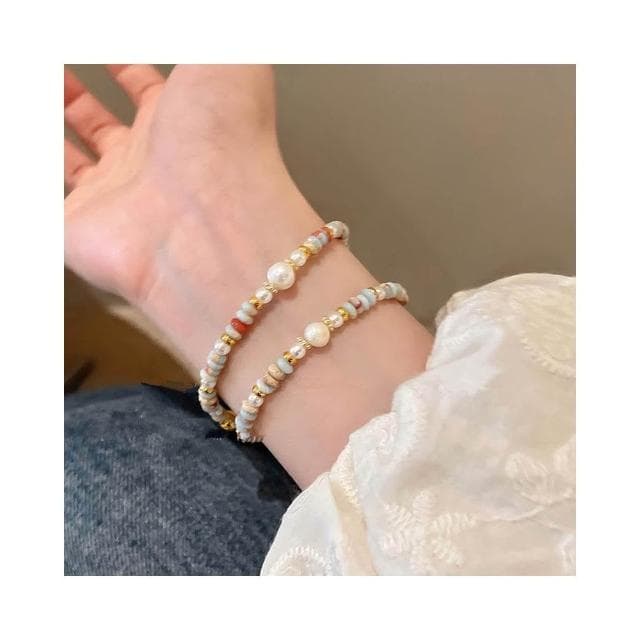 🎗飾間首飾鋪 多圈粉紅紅紋石串珠手鍊女款輕奢小眾精緻高級感長手串疊戴手飾品