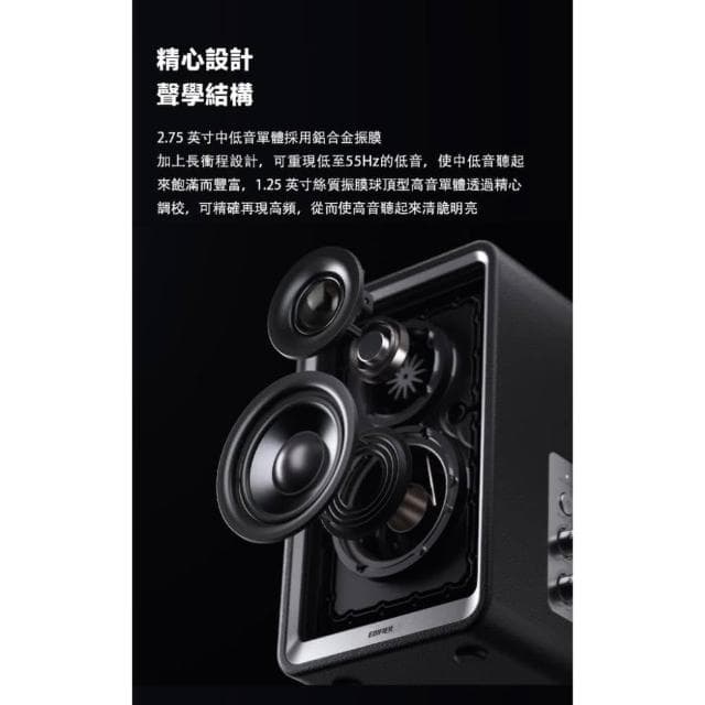 【EDIFIER】QR65 2.0 桌面藍牙揚聲器 Hi-Res認證/聲霸/喇叭/音響/漫步者/益家科技