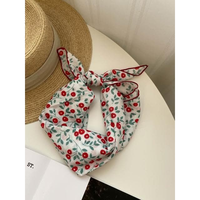 🎗飾間首飾鋪 軟乎方巾碎花波點棉麻領巾圍脖配飾裝飾頭巾文藝復古小清新ins腰巾