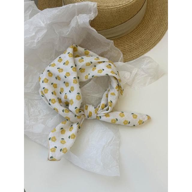 🎗飾間首飾鋪 軟乎方巾碎花波點棉麻領巾圍脖配飾裝飾頭巾文藝復古小清新ins腰巾