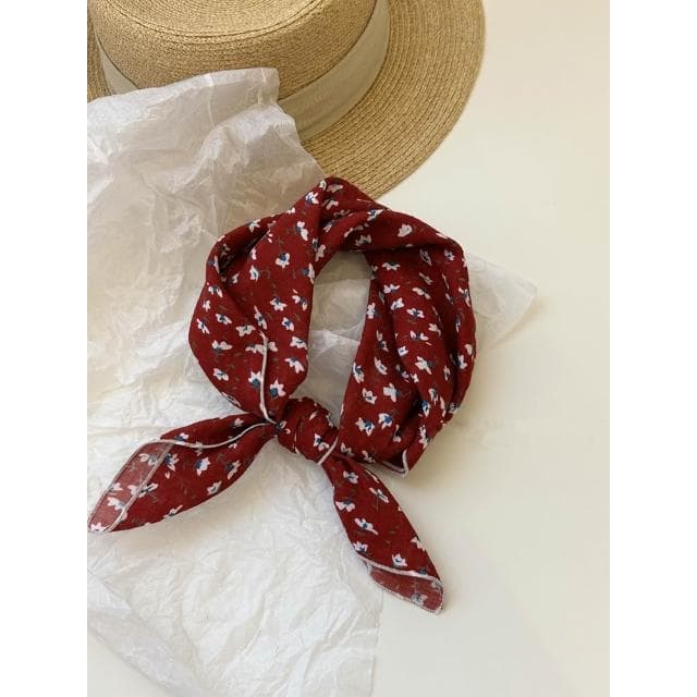 🎗飾間首飾鋪 軟乎方巾碎花波點棉麻領巾圍脖配飾裝飾頭巾文藝復古小清新ins腰巾