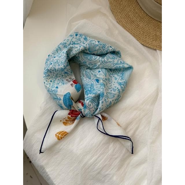 🎗飾間首飾鋪 軟乎方巾碎花波點棉麻領巾圍脖配飾裝飾頭巾文藝復古小清新ins腰巾
