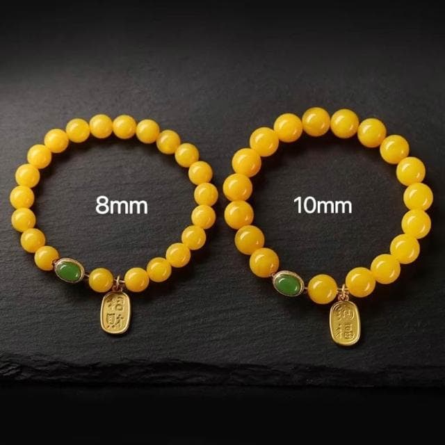 梵花 蜜蠟雞油黃單圈手串紅瑪瑙10mm女款配件復古風文藝碧玉手鍊