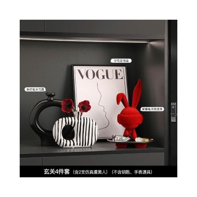 创意钥匙收纳玄关兔子摆件客厅轻奢入户电视柜装饰品乔迁新居礼物