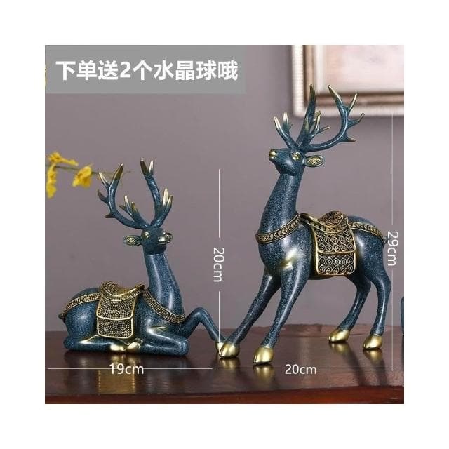 創意招財鹿擺件客廳酒櫃玄關家居擺設電視櫃福鹿裝飾新房喬遷禮物