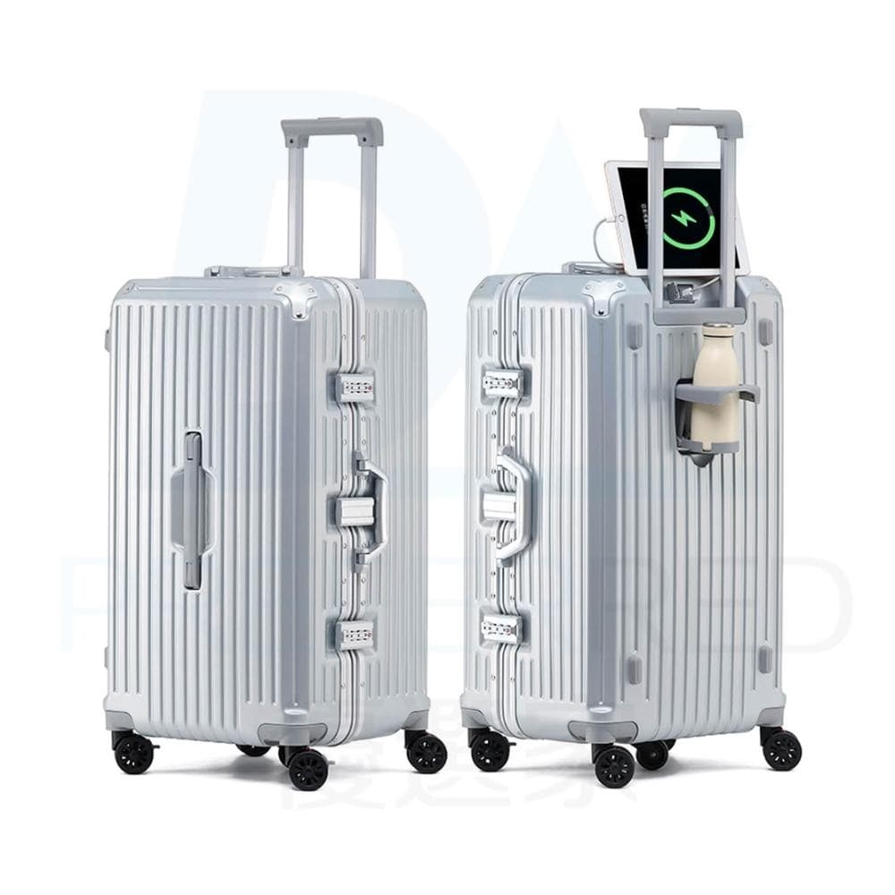 【DW優選家】頂配版 鋁框行李箱30吋 超硬鋁框箱 多功能行李箱 銀色行李箱 商務行李箱 胖胖箱 TSA國際海關鎖