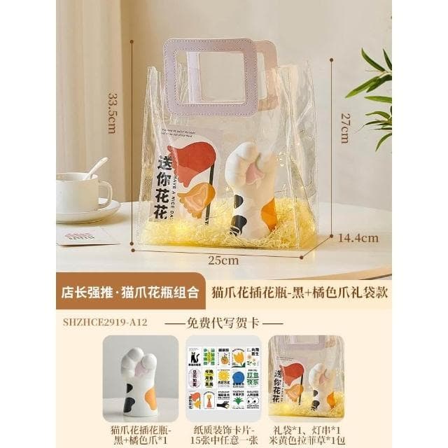 創意可愛貓爪花瓶擺件仿真花家居玄關桌面裝飾品喬遷女生生日禮物