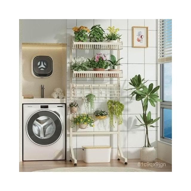 🎉特價下殺 花架 陽臺花架 落地架 奶油風多肉花架置物架陽臺層距可調可移動客廳2024新款展示架落地 植物花架 盆栽架