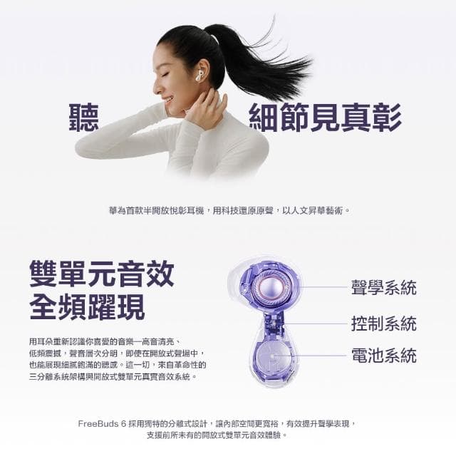 【HUAWEI 華為】FreeBuds 6 真無線藍牙耳機 (無線耳機/運動耳機/降噪耳機)