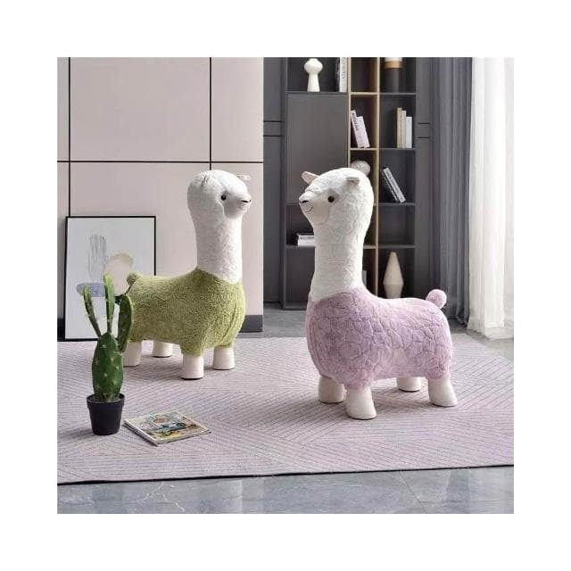 羊駝凳毛絨創意小羊坐凳客廳擺件網紅凳喬遷禮物卡通凳子換鞋