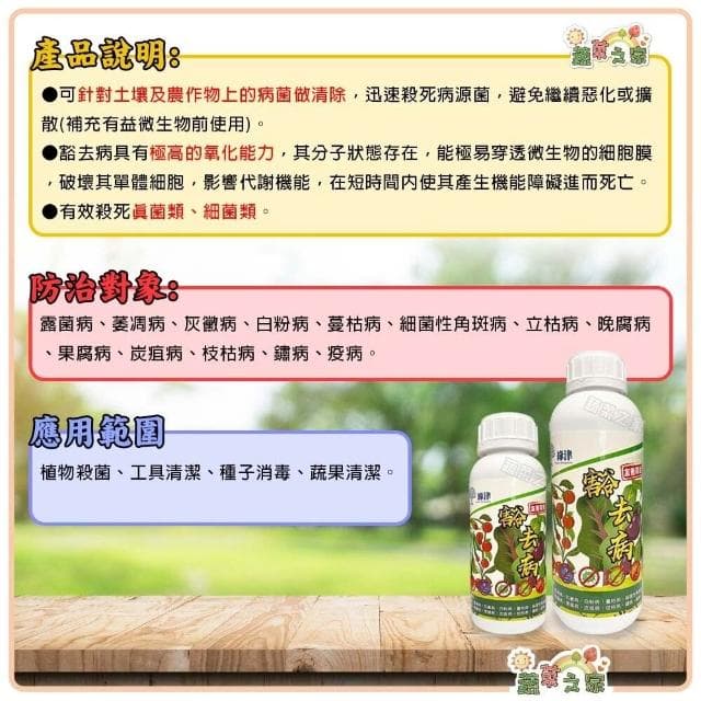【蔬菜之家】豁去病 植物殺菌 無毒 天然防治配方 工具清潔 種子 消毒 真菌 細菌 蔬菜 土壤 盆栽 園藝