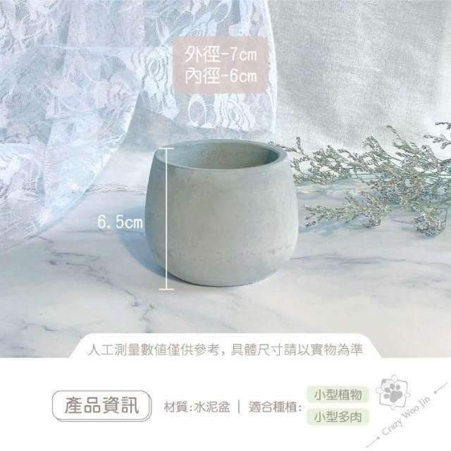 圓弧水泥盆 2吋盆 多肉盆栽 家用植物盆 有底孔 小盆栽 小陶盆【瘋伍金】