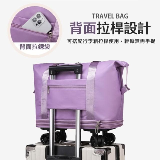 【JOEKI】帶滾輪行李包 行李袋 旅行包 旅行袋 登機包 拉桿行李袋 行李包 收納包 行李箱升級可拆輪版 滾輪行李包