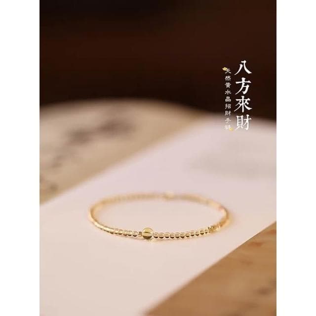 【開運堂】【一夜暴富黃水晶】2MM極細手鍊女14k轉運珠超細設計感小手鏈女友生日禮物(開運堂)