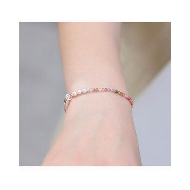 【開運堂】🔥S925純銀 碧璽🔥細款天然小碧璽手鍊輕奢S925純銀福牌手串