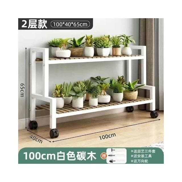 花盆架盆栽架子 植物架 盆栽架子 可移動帶輪置物架階梯 多層花架子