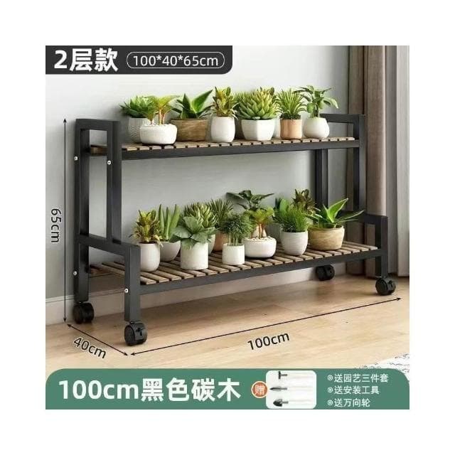 花盆架盆栽架子 植物架 盆栽架子 可移動帶輪置物架階梯 多層花架子