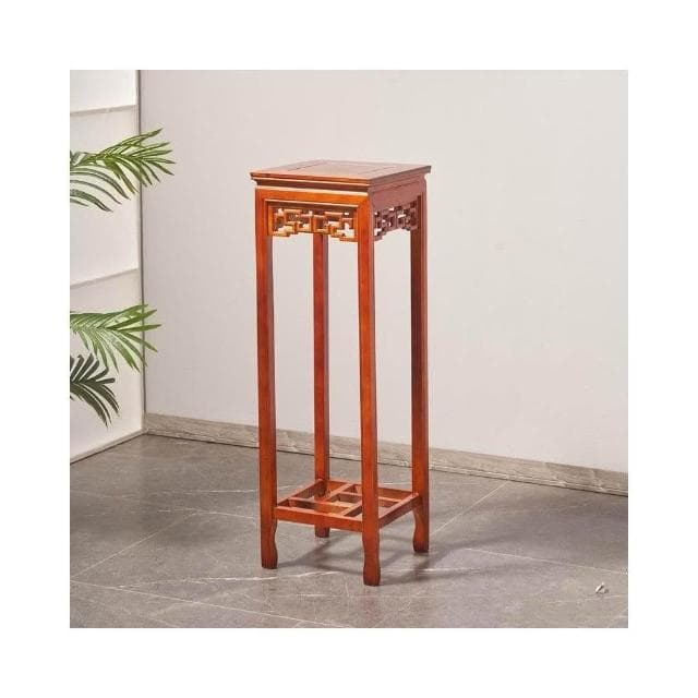 實木花架仿紅木中式傢用客廳仿古花幾室內置物架榆木盆景架子包郵展示邊桌 盆栽架 花架 植物架 CLLQ