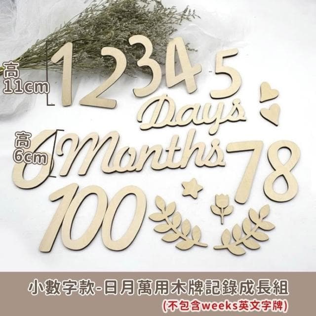 全網尺寸最大數字🔴週數月份木牌 木質拍照道具 寶寶紀念 滿月道具 生日佈置 派對佈置 成長紀念|Gography