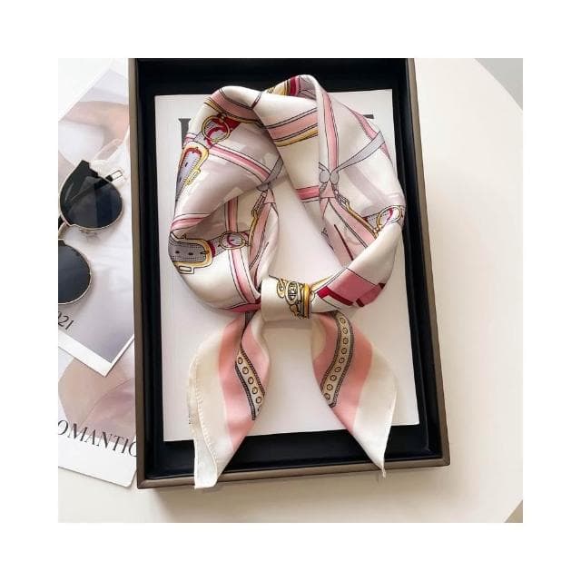 梵花 黑白條紋小方巾絲巾女頭巾春秋搭配襯衫職業裝飾護頸圍脖子薄圍巾