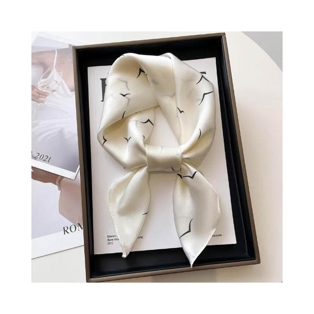 梵花 黑白條紋小方巾絲巾女頭巾春秋搭配襯衫職業裝飾護頸圍脖子薄圍巾