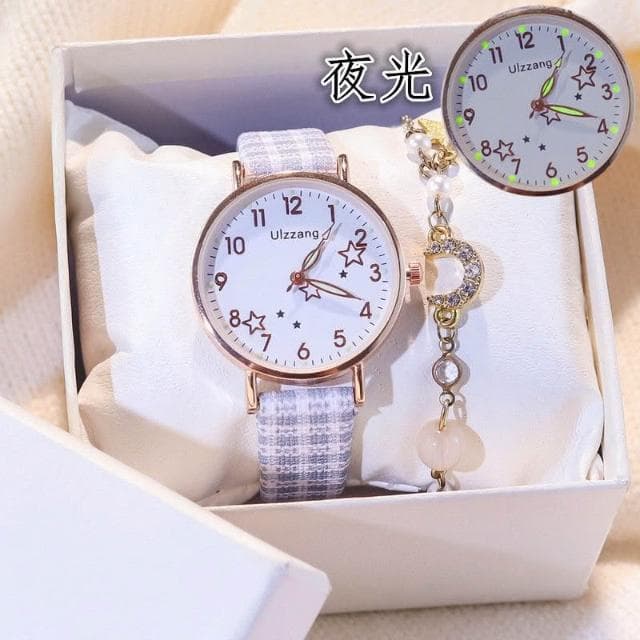 手錶套裝女氣質小眾ins風女用手錶女款學生簡約石英錶國高中生光動能腕錶小朋友高顏值手錶女童可愛生日禮物輕奢高級感手錶