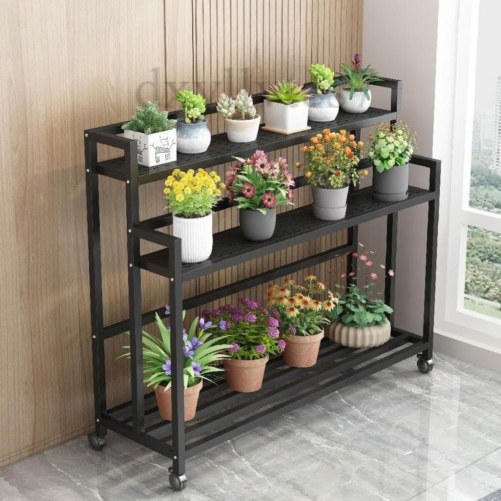 陽台花架 可移動帶輪子花盆架 加高大花盆擺放架 兩層多層花架子 盆栽架 盆景擺花架 植物架 多肉收納