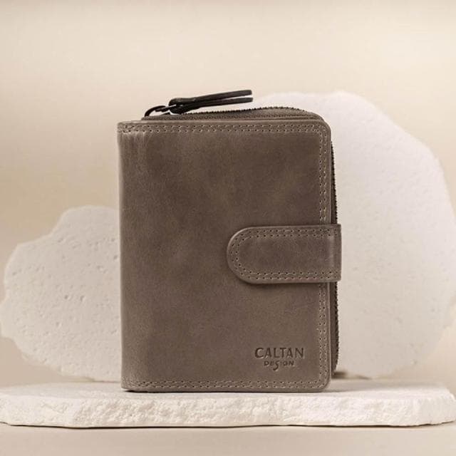 CALTAN DESIGN |扣式多功能兩折零錢短夾 072846 五色(真皮 中夾 皮夾 錢包)