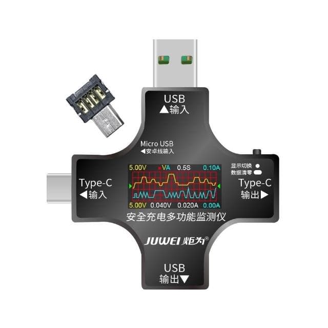 ATORCH 炬為 電壓電流功率 測試儀 PD快充 十字型 充電監測 充電器檢測儀 支援多種協議 彩色螢幕 (UC96) 聖誕 交換禮物