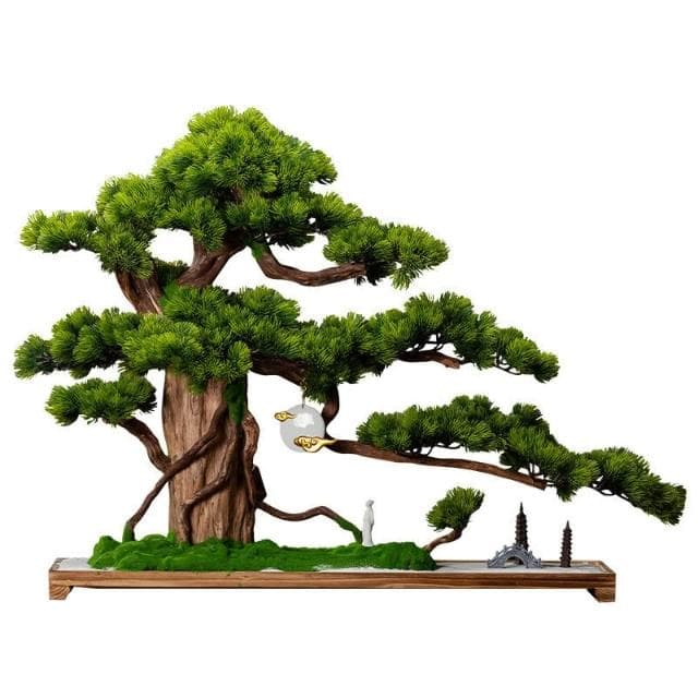 百信百貨 免運 仿真迎客松盆景玄關客廳擺件羅漢松盆栽大型綠植物假松樹造景