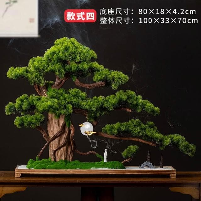 百信百貨 免運 仿真迎客松盆景玄關客廳擺件羅漢松盆栽大型綠植物假松樹造景