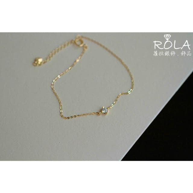 ROLA蘿拉銀飾.飾品 “現貨當天出” 單鑽鋯石925純銀鍍14K金手鍊'
