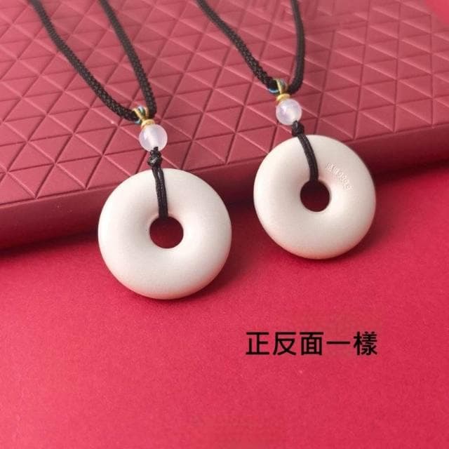 萬足銀平安扣頸鏈 極簡設計純銀吊墜 寓意平安健康 情侶生日禮物首選 純銀套鏈 999足銀項錬 銀飾 飾品 925純銀