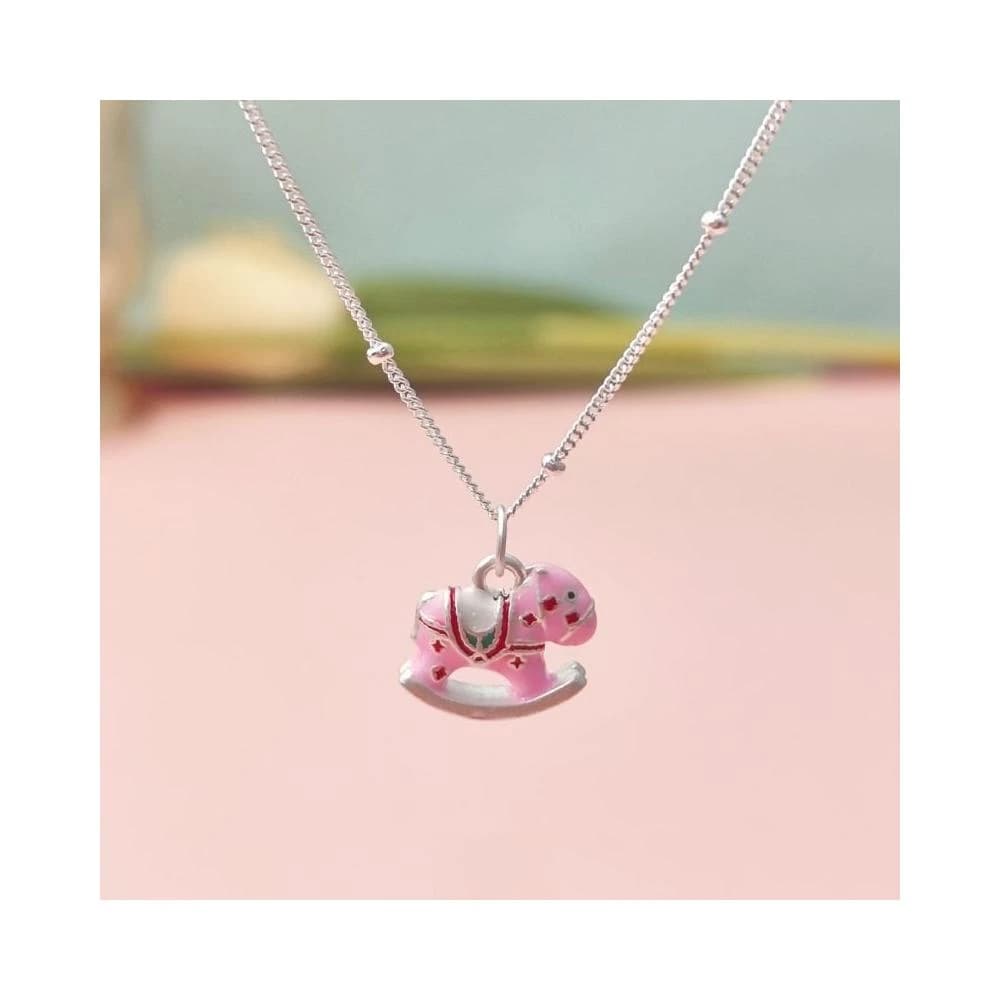 幸運木馬純銀項錬 990足銀項錬  純銀項鏈寶寶純銀項鏈 彌月禮物 小女生項錬 銀項錬 純銀套鏈 小朋友生日禮物 銀飾品