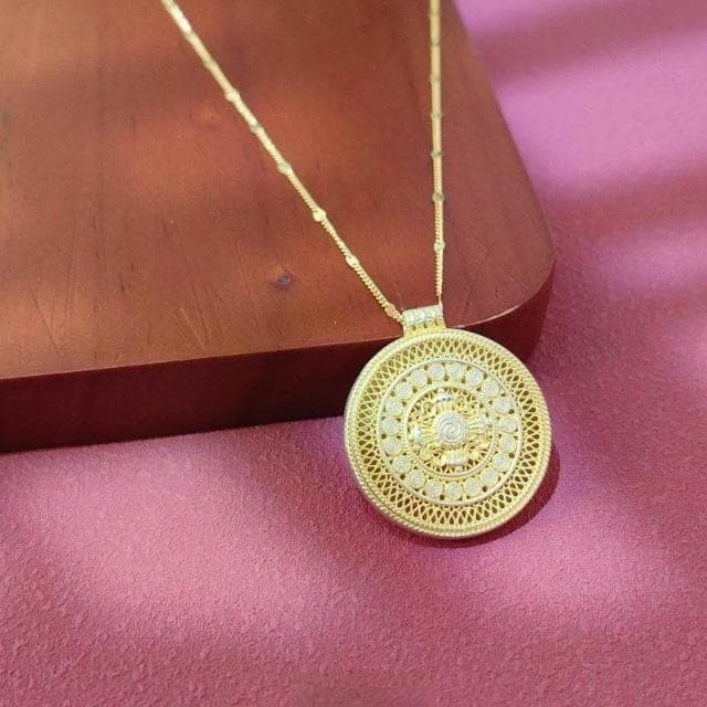 純銀項鏈 銀項鏈 999足銀項錬 琺瑯鎏金八寶羅盤足銀套鏈 女生項錬 銀項錬 純銀套鏈 生日禮物 銀飾 飾品 925純銀