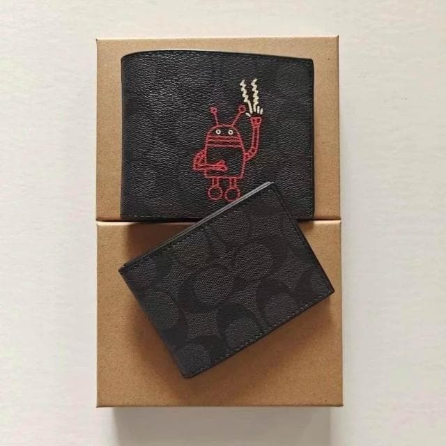 男士錢包休閑PVC配皮錢包男短款多卡位零錢包皮夾錢包時尚短夾錢包多功能卡包輕薄卡夾可折疊雙折疊包多卡層錢包商務禮物錢包