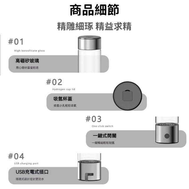 YIZ 富氫水杯 水素水杯 便攜式電解氫水素杯 商務禮盒裝(3分鐘製氫 不挑水質 一鍵啟動 防水設計 送禮送長輩首選)