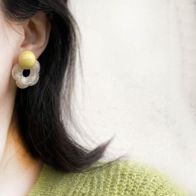 🎗飾間首飾鋪 鹽系暈染薑黃小耳環幾何耳環夾耳飾冷淡風少女感