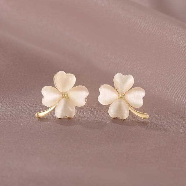 🎗飾間首飾鋪 貓眼石四葉草耳環韓國氣質網紅耳環耳夾耳飾女