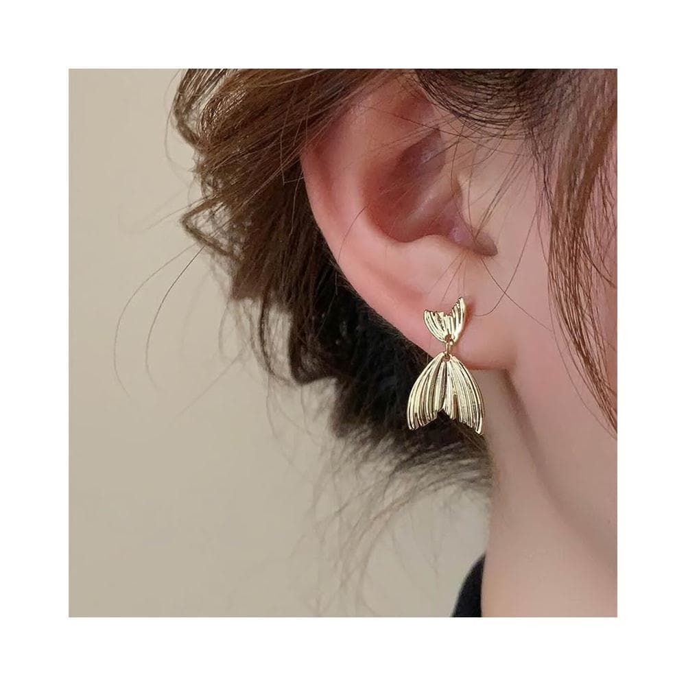 🎗飾間首飾鋪 個性誇張金屬風魚尾耳環輕奢小眾設計感高級耳飾潮秋冬耳飾女
