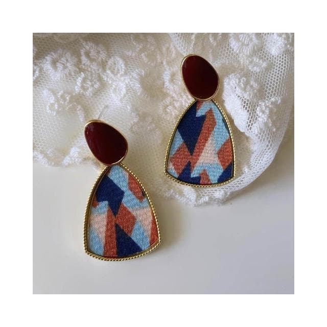 🎗飾間首飾鋪 紅色蚊香盤耳夾女復古美拉德耳飾彩虹拼接耳環