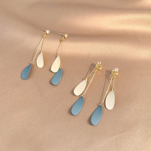 🎗飾間首飾鋪 藍白撞色蚊香盤耳夾無耳洞女時尚設計感小眾藝術生耳墜小清新耳飾