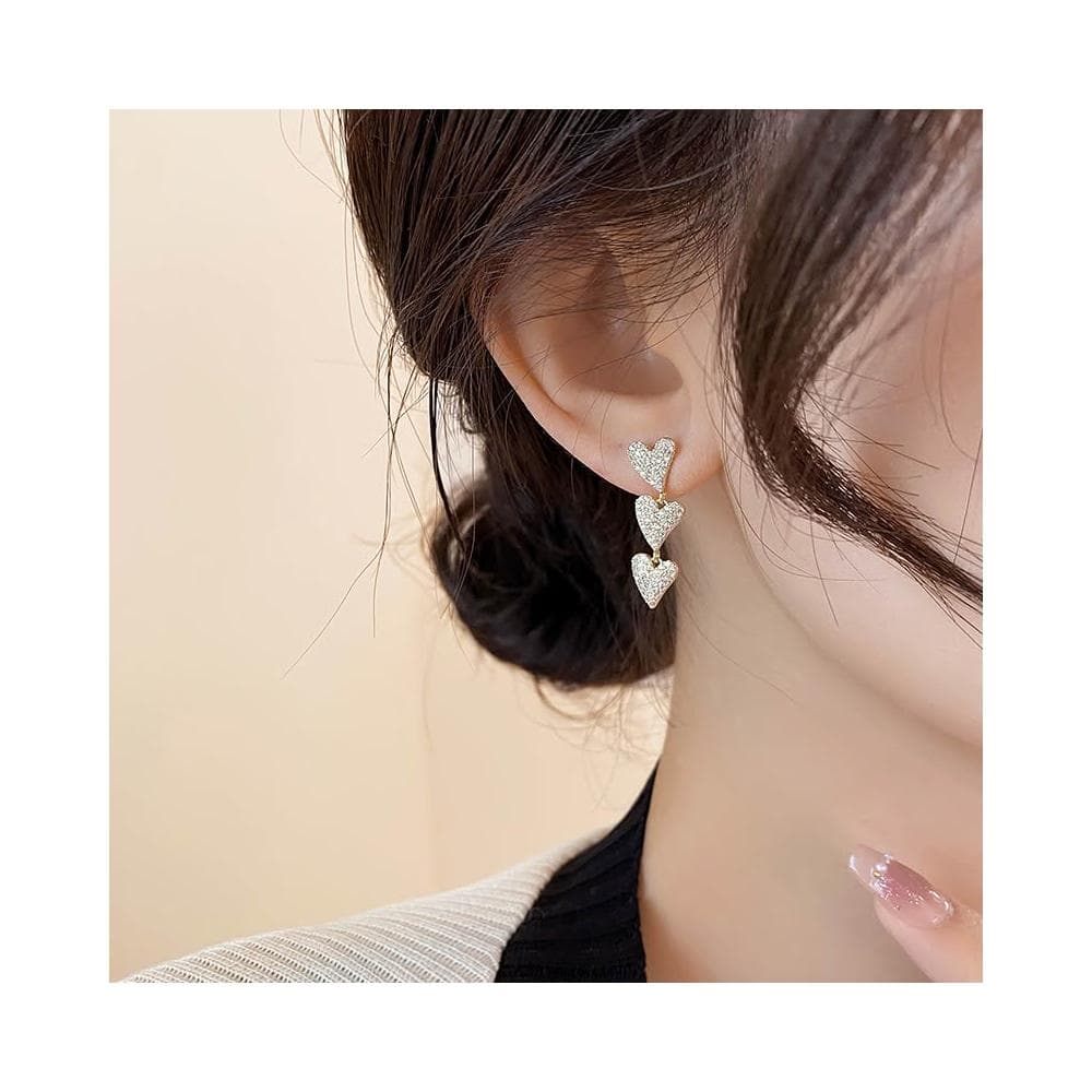 🎗飾間首飾鋪 長版項鍊石愛心流蘇耳環女小眾設計感耳環氣質高級耳環耳飾